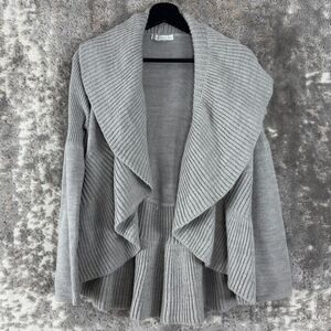 Design History Size XS Ribbed Open Front Cardigan Sweater Gray Long Sleeve